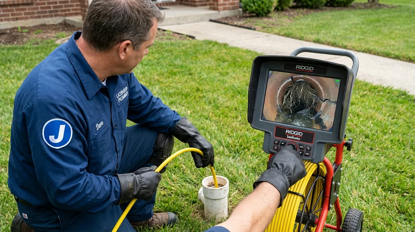 Sewer camera inspection being performed by Johns Plumbing LLC in Atherton